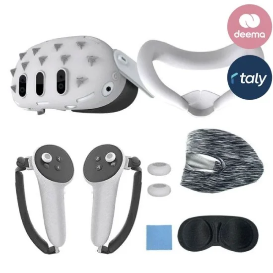 Gamax Meta Quest 3 Hexagon Flat Silicone Protective Case Set - White